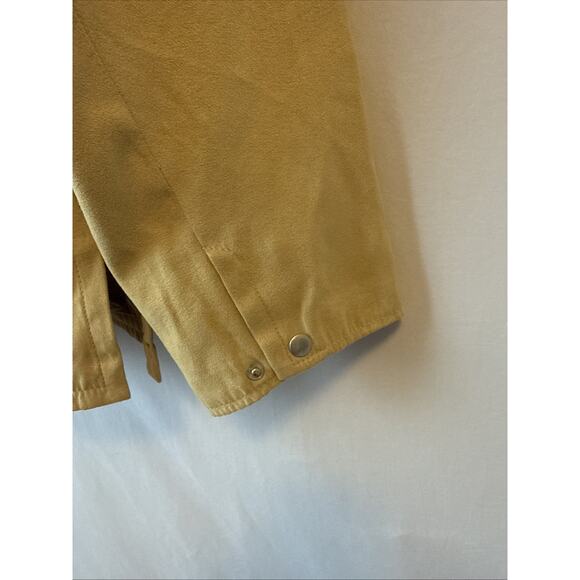 Outbrook Women's L Boho Light Camel Faux Suede Button Jacket Neutral Capsule - Picture 4 of 11